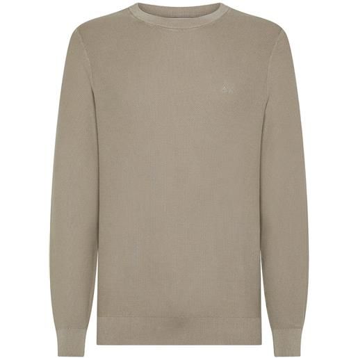 SUN 68 maglione girocollo in cotone a grana di riso vintage