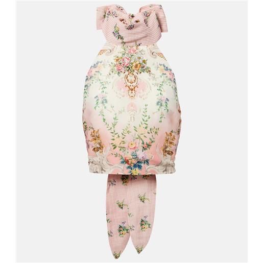 Camilla top cropped in lino e seta