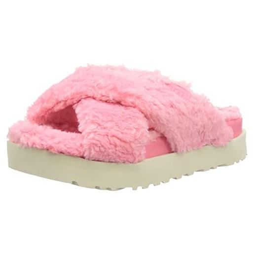 UGG fuzz sugar terry cross slide, pantofole donna, grigio (metal grey), 37 eu