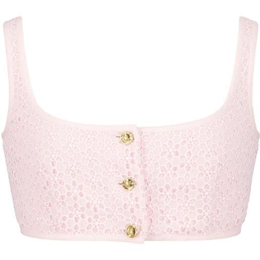 Giambattista Valli top corto smanicato con ricamo - rosa