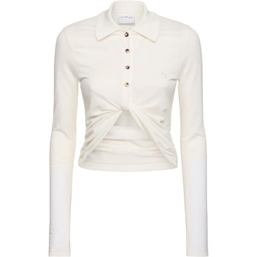 COURREGES polo cropped in piqué di cotone twist