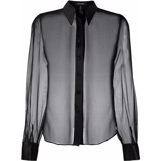 STYLAND camicia semi trasparente a maniche lunghe - nero