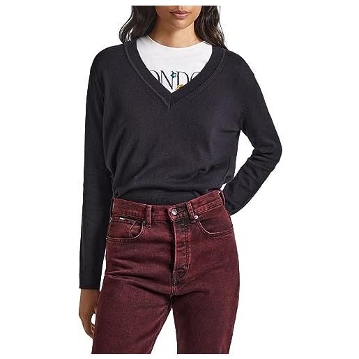 Pepe Jeans donna v neck, maglione donna, nero (black), l