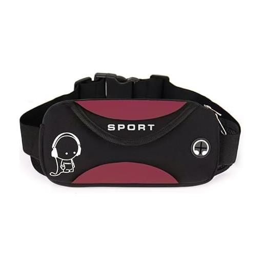 LEXICANMHS lexicamhs marsupio running per ragazzi e ragazze, cintura da corsa per cellulare, smartphone, marsupio per cellulare per bambini, marsupio corsa logo riflettente (red)