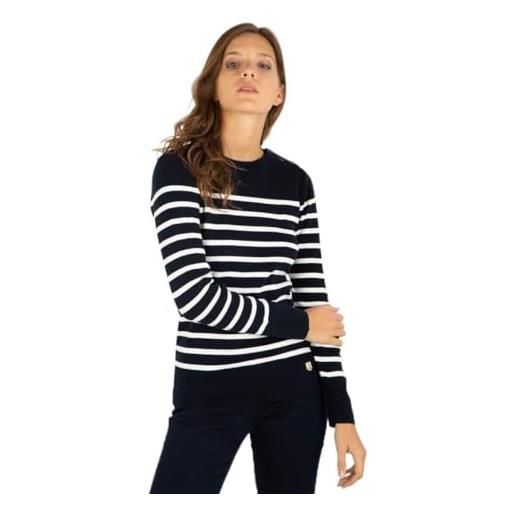Armor-lux armor lux pull marin groix héritage femme, felpa donna, bianco (4fq milk/rich navy 4fq), 40 (taglia produttore: 0)