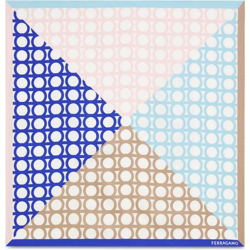 Ferragamo bandana con stampa gancini - blu