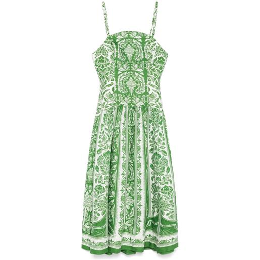 FARM Rio abito midi delicate tapestry - verde