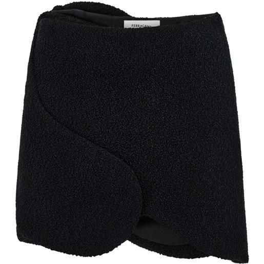 Ferragamo minigonna bouclé - nero