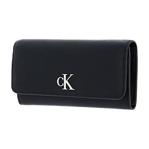 Calvin Klein jeans minimal monogram longfold k60k610106, portafogli donna, nero (black), os