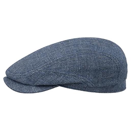 Stetson coppola in lino vinta uomo - made germany berretto cappello piatto con visiera estate primavera/estate - 59 cm blu