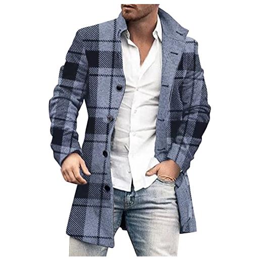 Kobilee cappotto di lana uomo autunno taglie forti lungo soprabito giubbotto business vintage giacca a vento doppiopetto cappotto elegante slim fit impermeabile trench invernale classico