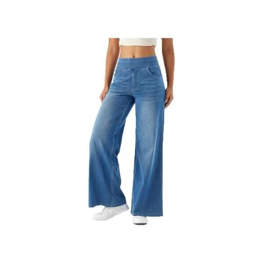 Generic jeans gamba larga donna, jeans larghi da donna, jean-s gamba larga a vita alta per donnas con tasche (light blue, m)