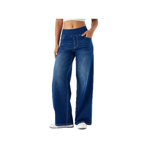 Generic jeans gamba larga donna, jeans larghi da donna, jean-s gamba larga a vita alta per donnas con tasche (light blue, m)