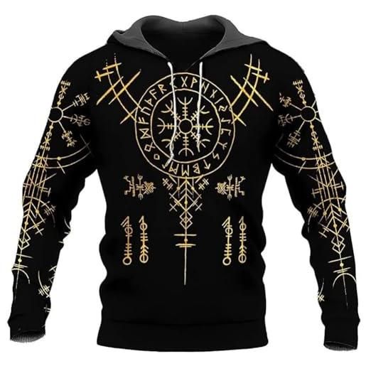 Unibly Maglietta Uomo Ragnarök Rune Vichinga – 100% Cotone, Design Nordico Con Odino E Thor, Regalo Ideale
