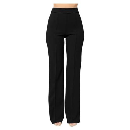 AMDOLE pantaloni corti da donna, per allenamento, ufficio, gamba larga, a vita alta, pantaloni da donna, nero , l