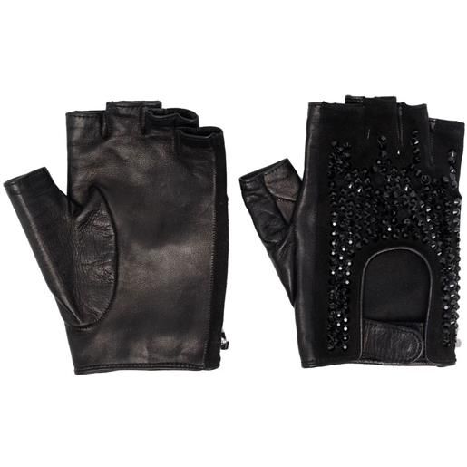 Philipp Plein guanti con mezze dita - nero