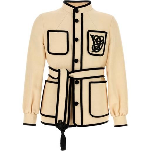 Valentino Garavani giacca in tela con ricamo vg - toni neutri