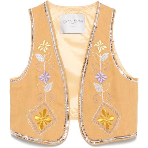 Forte Forte gilet con ricamo a fiori - toni neutri