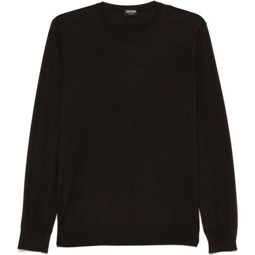 Zegna t-shirt in maglia fine - marrone