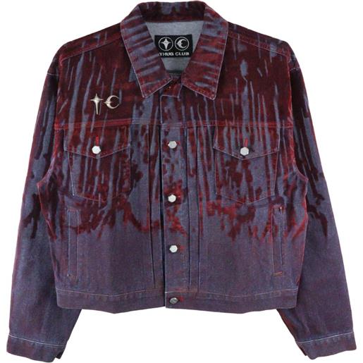 THUG CLUB giacca denim a taglio laser - rosso