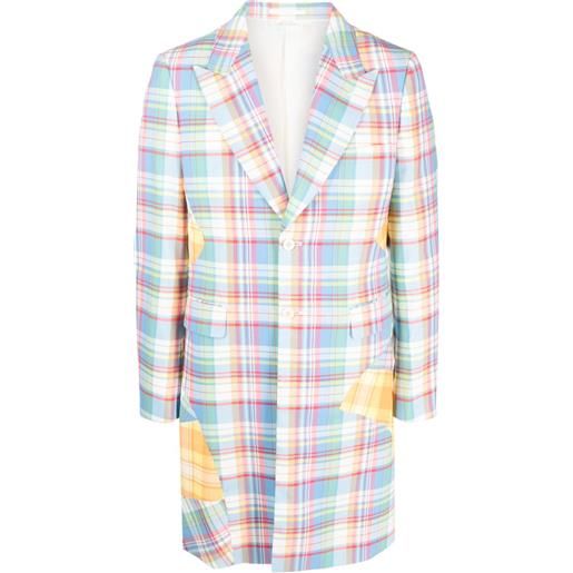 Comme des Garçons Homme Plus cappotto monopetto con design patchwork - blu