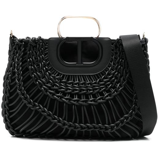 TWINSET borsa tote intrecciata - nero