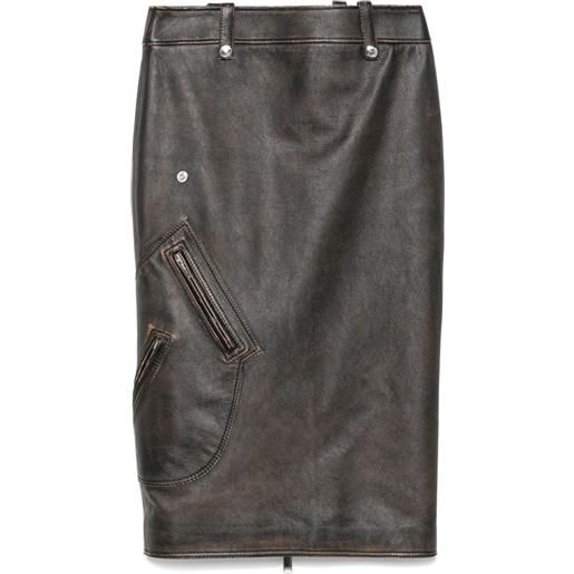 Alexander McQueen gonna a matita in pelle - marrone