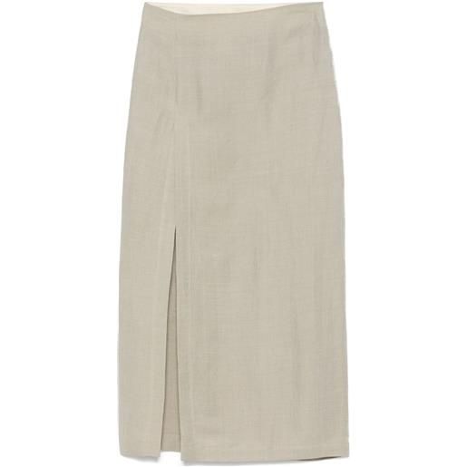 Alysi gonna midi con spacco laterale - grigio