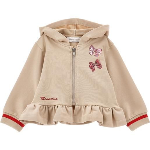 Monnalisa felpa hoodie aperta con strass