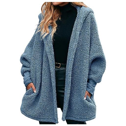 Generic soprabito con cappuccio da donna soprabito soprabito soprabito in lana calda soprabito soprabito in cotone giacca donna piumino leggero giacca donna inverno (blue, xl)