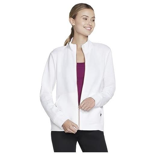 Skechers the hoodless-felpa con cappuccio gowalk everywhere maglia di tuta, 100 wht white, s donna
