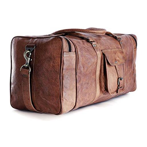 Komal's Passion Leather 24 inch square duffel travel gym sports overnight weekend leather bag