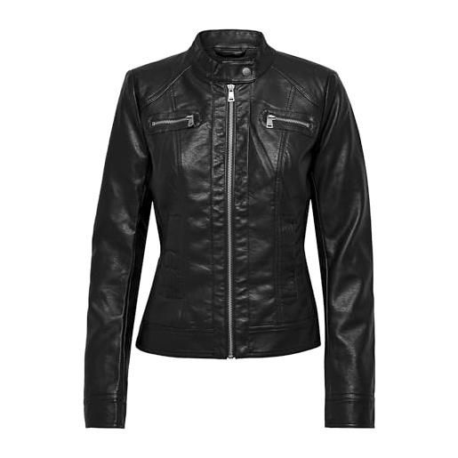 Only bandit pu biker, giacca donna, nero, 38