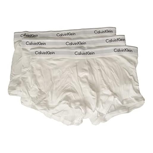 Calvin Klein boxer uomo ck confezione 3pezzi elastico a vista cotone elasticizzato articolo nb2380a trunk 3pk, 100 white/white/white, s