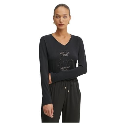 Liu Jo t-shirt a maniche lunghe ta5169 (it, testo, xl, regular, regular, nero)