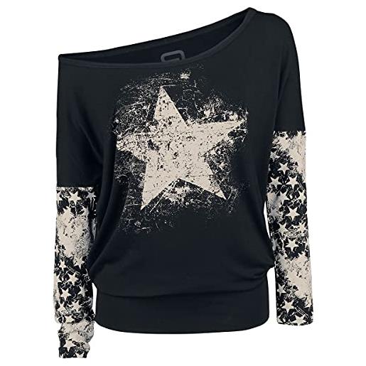 RED by EMP donna maglia nera a maniche lunghe con stampa con stelle m