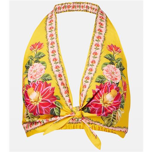 Farm Rio top cropped spring awakening in cotone