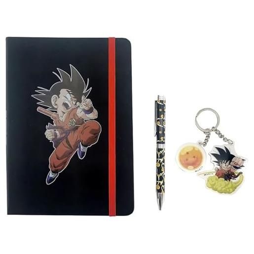CYPBRANDS dragon ball-set regalo quotidiano, portachiavi e penna, confezione regalo, set da scrittura, diario con lucchetto, multicolore, prodotto ufficiale (cyp brands), mutlicolor, estandar, dragon ball set