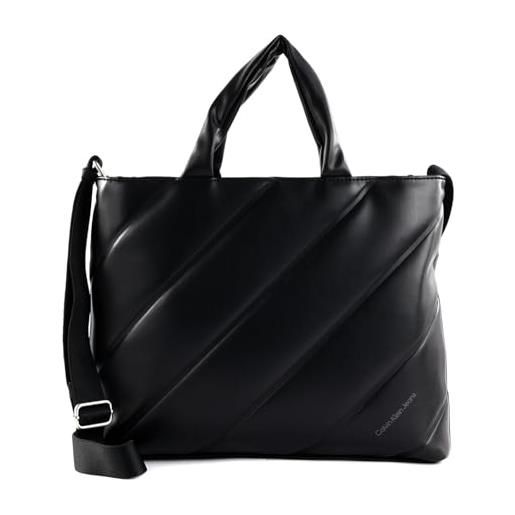 Calvin Klein quilted mini slim tote 26 black