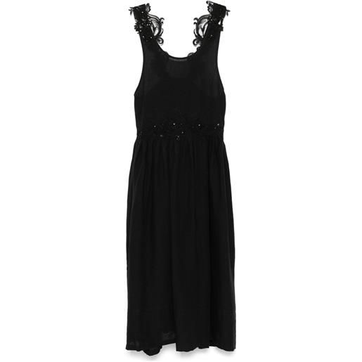 MAURIZIO MYKONOS abito midi con ricamo - nero