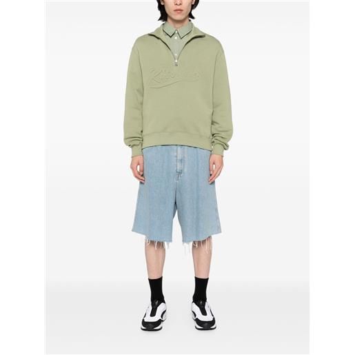 Maison Kitsuné felpa con mezza zip - verde