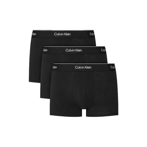 Calvin Klein trunk 3pk baule, nero w/nero wb, m uomo