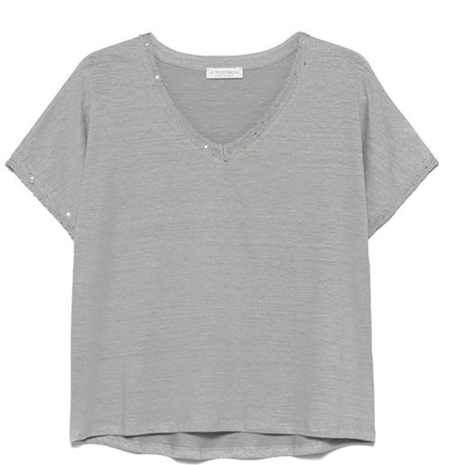 Le Tricot Perugia t-shirt con paillettes - grigio