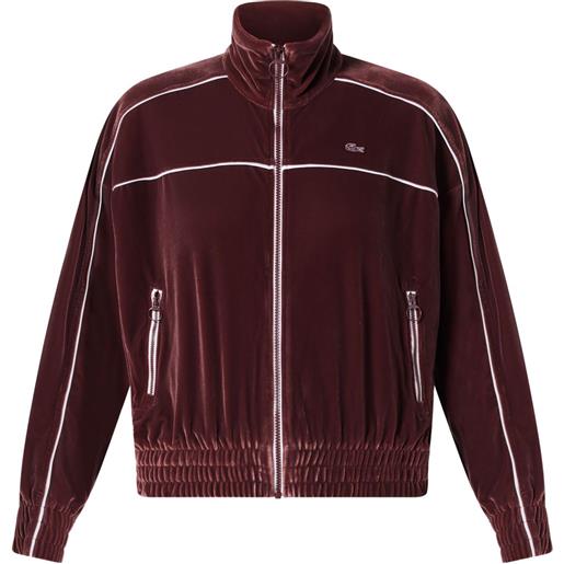Lacoste felpa in velluto con zip - rosso