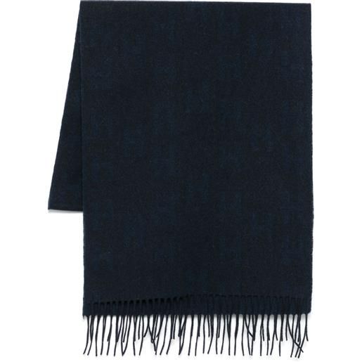 Hackett sciarpa con bordi sfrangiati - blu