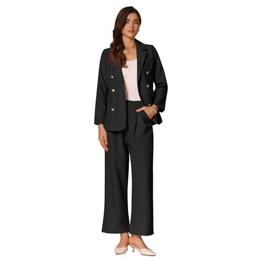 Allegra K donna tailleur da 2 pezzi, eleganti, da lavoro, da ufficio, casual, blazer e pantaloni set da due nero m