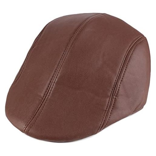 DongBao coppola in pelle sintetica cappello piatto berretti strillone con visiera da uomo donna