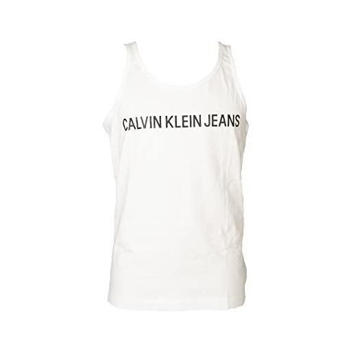 Calvin Klein Jeans canotta canottiera uomo ck puro cotone con logo articolo zm0zm01655 tank logo, bae black, m