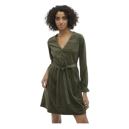 VERO MODA vestito da donna vmnina l/s button short dress wvn exp, notte foresta, m