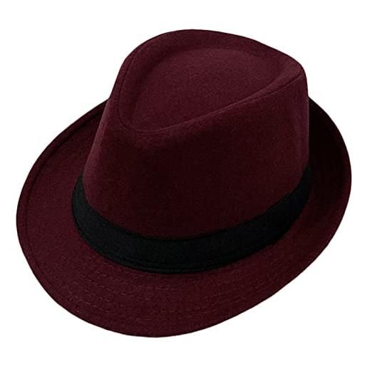 DongBao cappello classico fedora cappello panama a tesa corta cappello in feltro jazz cappello invernale autunnale per uomo donna